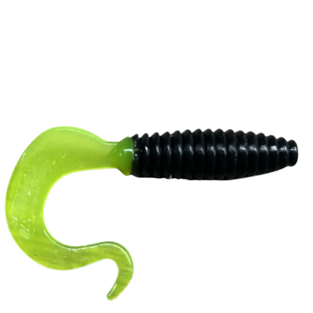 Geco Lures Grub 4″ (varios colores) – Black Chart Tail