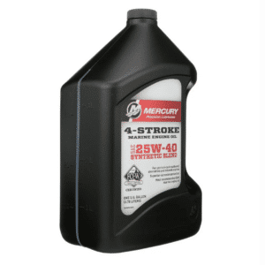Mercury 25W-40 4-Stroke Synthetic Blend Marine Engine Oil, 3.78Lts (Aceite sintético para motores marinos Mercury 25W-40 de 4 tiempos, 1 galón.)